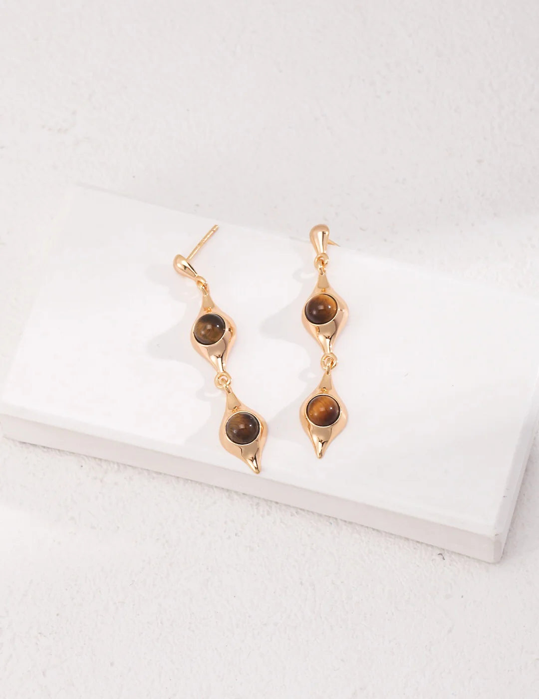 Tiger's Eye Stone Earrings - Pair