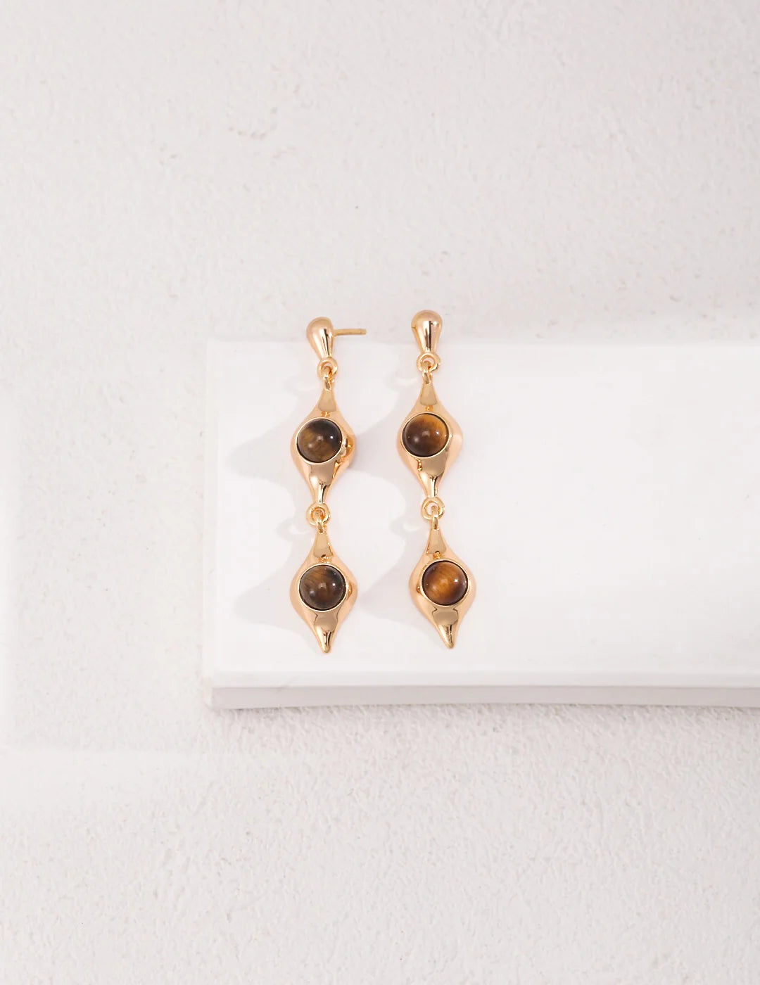 Tiger's Eye Stone Earrings - Pair