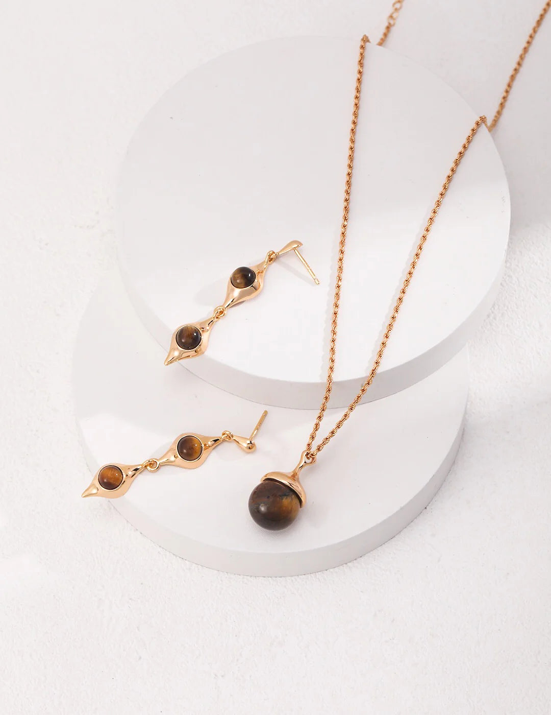 Tiger's Eye Stone Earrings - Pair